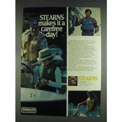 1978 Stearns Fishing Vest Ad - Makes It a Carefree Day