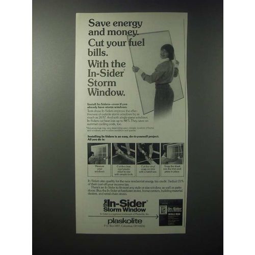 1979 Plaskolite In-Sider Storm Window Ad - Save Energy