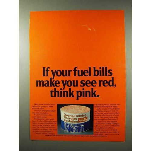 1980 Owens-Corning Fiberglas Insulation Ad - Think Pink