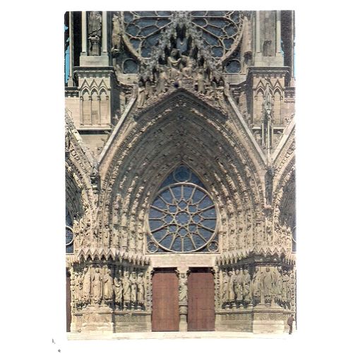central door, REIMS CATHEDRAL. FRANCE vintage unused postcard =