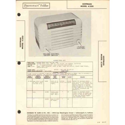 HOFFMAN model A200 AM radio receiver Sams Photofact manual