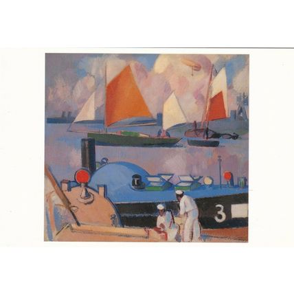 John Duncan Fergusson Blue Submarine Portsmouth Harbour Postcard unused VGC