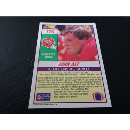1990 Score Football Card # 176 John Alt Excellent-Mint (6) Kansas City Chiefs