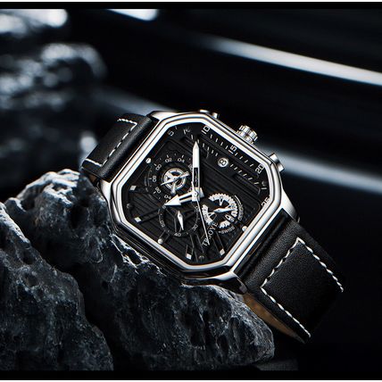 New Men’s Silver & Black Analog Dress Watch