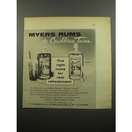 1955 Myers Rum Ad - Myers Rums the Caribbean Twins