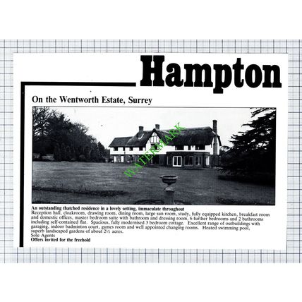 Wentworth Estate Surrey House Sale Advert - 1981 Cutting