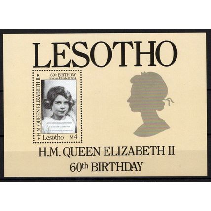 Lesotho 534 MNH SS - Royalty Elizabeth II 60th Birthday ZAYIX 0224S0279M