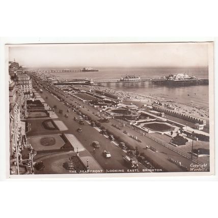 The Sea Front Looking East Brighton Postcard Wardells RP East Sussex