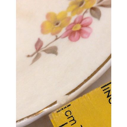 Edwin M Knowles Blossom Time Vtg 1940's Serving Gravy Boat & Dish - Chip Flaw