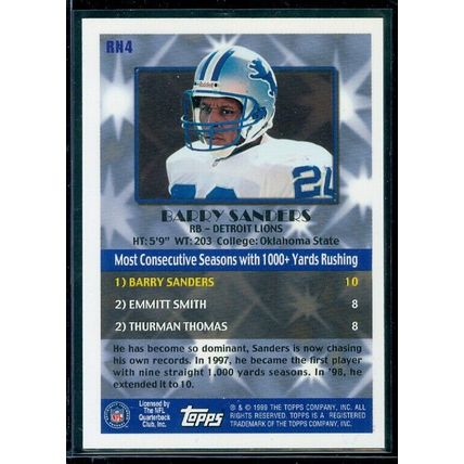 1999 Topps Record Numbers Silver #RN4 Barry Sanders