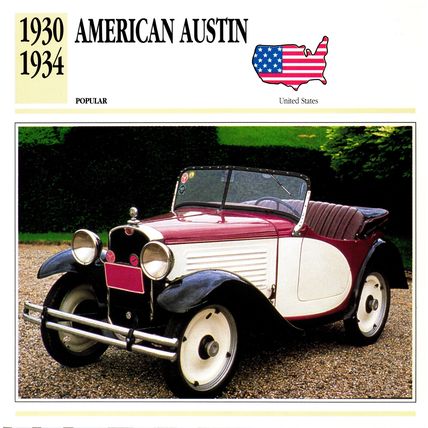 Collectors Club card. Classic Cars. American Austin