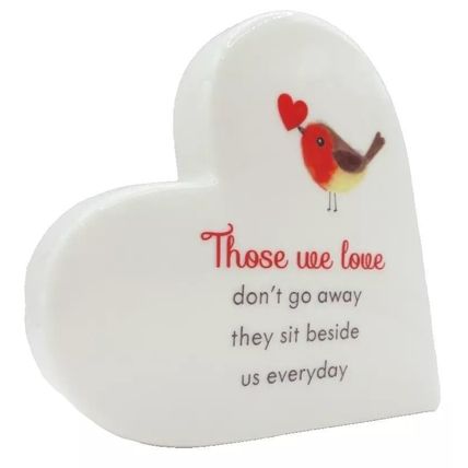 Heart Shaped Ornament with Verse & Robin Detail 9 CM Home Decor Gift Grief