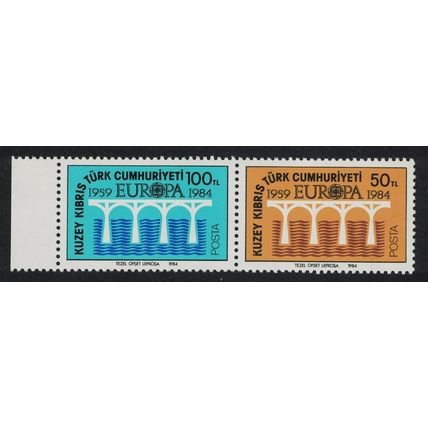Turkish Cyprus Europa CEPT 25th Anniversary 2v Horiz Pair Type 1 1984 MNH