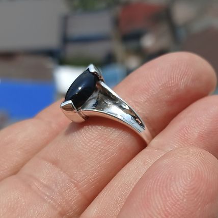 Minimalist Black Onyx silver Ring, Sterling Silver Ring, Gift, black Onyx stone
