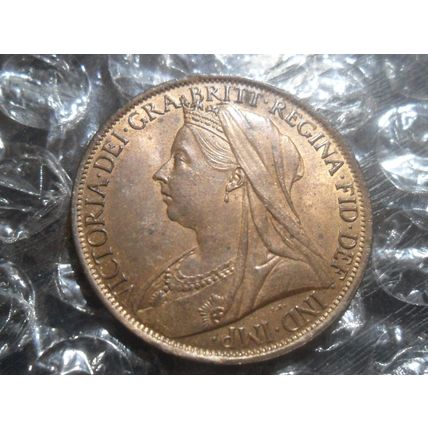 1901 Victoria Veiled Head penny.
