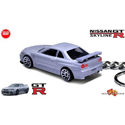 ULTRA RARE KEYCHAIN SILVER NISSAN SKYLINE GTR R34 PAUL WALKER