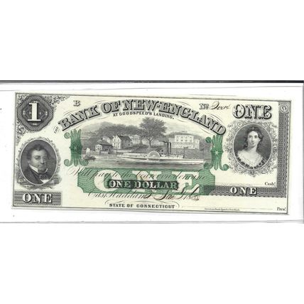 1850's Bank of New England At Good speed landing Conn $1.00 Mint