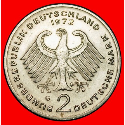 Ⰶ ADENAUER (1876-1967): GERMANY★2 MARKS 1972G I+A+r1! BADEN★LOW START★NO RESERVE