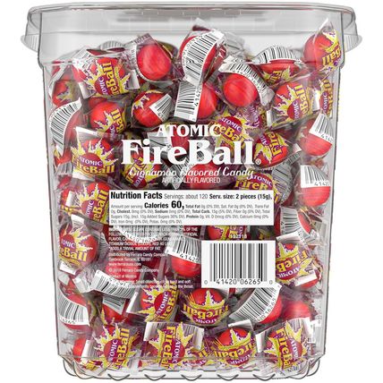 Wonka Atomic Fireball, Candy, Cinnamon Flavor, Individually Wrapped, 7.5 G (240