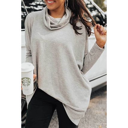 Gray Cowl Neck Shift Tunic Top