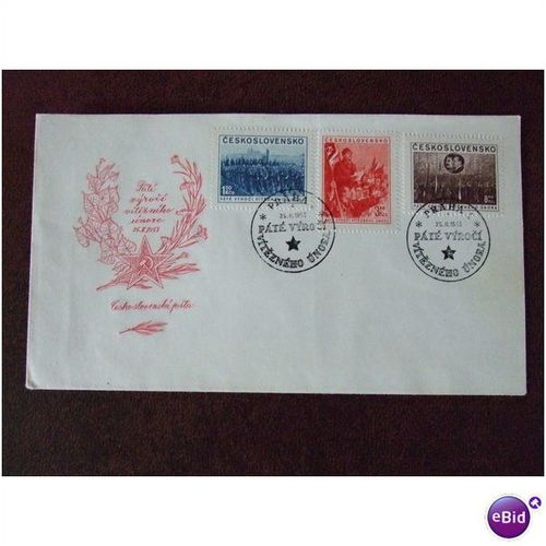 Czechoslovakia 1953 5th Anniversary Communist Government stamps FDC soldiers