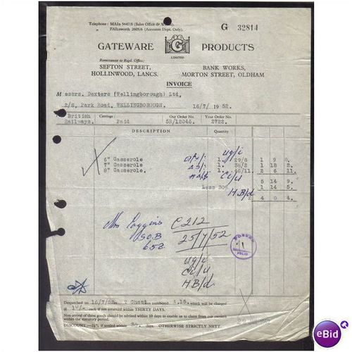 GATEWARE PRODUCTS LTD,HOLLINWOOD,LANCA SHIRE, 16/7/1952