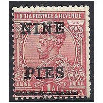 India 1921 SG193 9a on 1a Carmine-Rose Mounted Mint ..