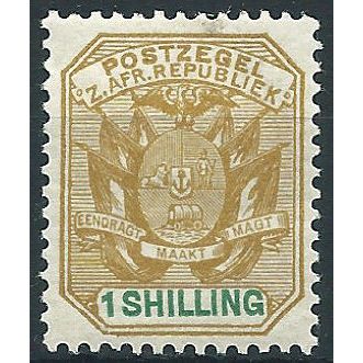 Transvaal 1896 SG223 1/- Ochre & Green Mounted Mint .. ..