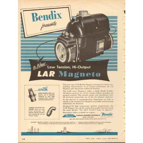 bendix aviation corporation 1953 scintilla lar magneto vintage ad