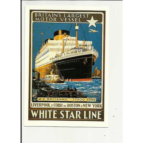 White Star Line MV BRITANNIC Advertising Postcard by Mumbles (MRP/211)