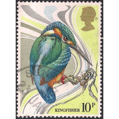 GB, BIRDS, Kingfisher, lemon 1980, 10p