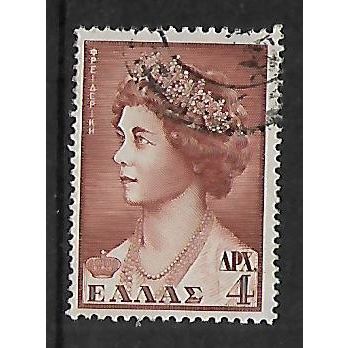 GREECE 1957 ROYAL FAMILY 4d BROWN QUEEN FREDERIKA SG774 FINE USED