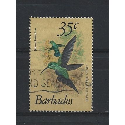 Barbados.SG631 35c Green-throated Carib.Fine Used.July23
