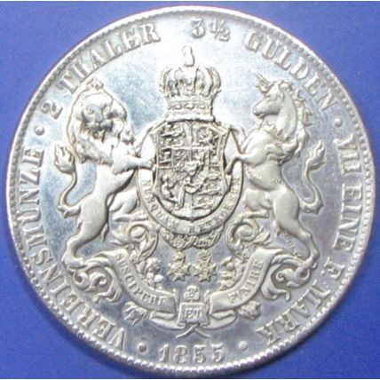 1855 2 Thaler, Germany. Challenge Coin, Souvenir. REPLICA. 67a.