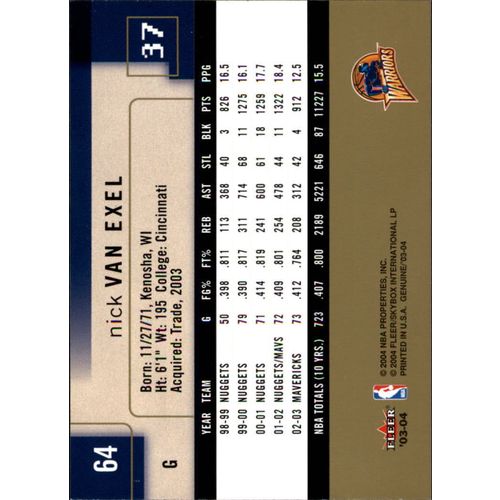 2001-02 Fleer Genuine Insider Basketball Nick Van Exel