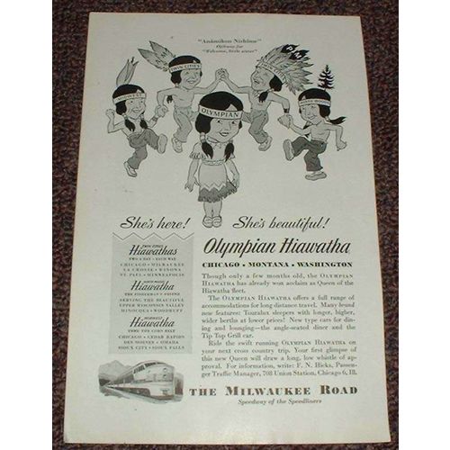 1947 Milwaukee Road Olympian Hiawatha Train Ad, NICE!