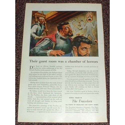 1947 Travelers Insurance Ad, Room a Chamber of Horrors!