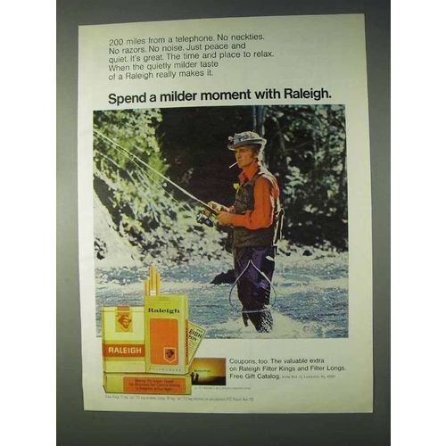 1971 Raleigh Cigarettes Ad - Spend a Milder Moment - Fishing