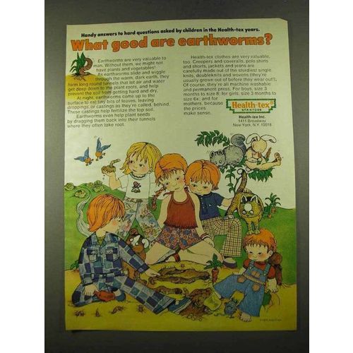 1975 Health-Tex Clothes Ad - What Good are Earthworms?