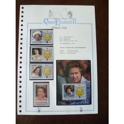 Nanumaga Tuvalu 1986 60th Birthday of Queen Elizabeth II set mint stamps sheet