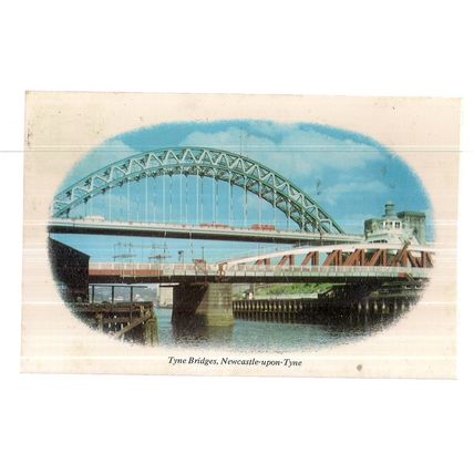 TYNE BRIDGES, NEWCASTLE UPON TYNE used postcard..Colourmaster 1977 pm #