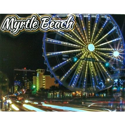 Myrtle Beach Skywheel Night Scene Highlight Fridge Magnet