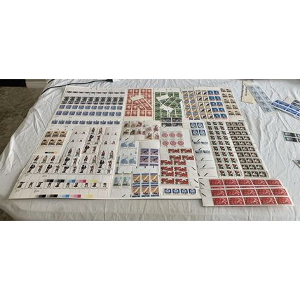 US 22c Stamp Lot Plate Blocks Strips Folk Art Cats Animals Flags Mint Lot MNHOG