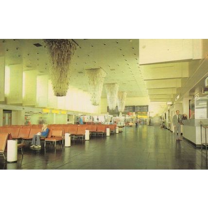 Manchester Airport Arrivals Departure Lounge 1970s Postcard