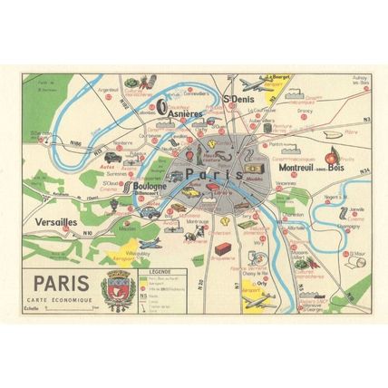 Paris Airport Garage Map Postcard