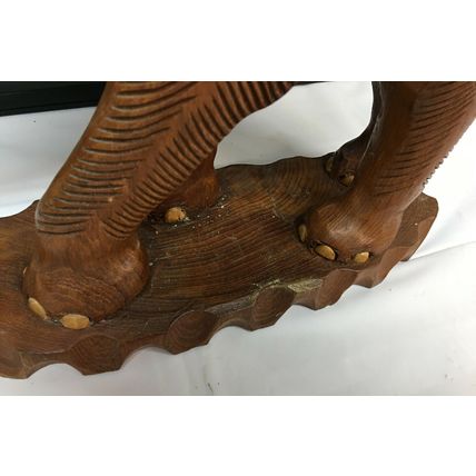 Hand Carved Elephant Solid Wood Sculpture 13.5'' x 14''h vintage wooden