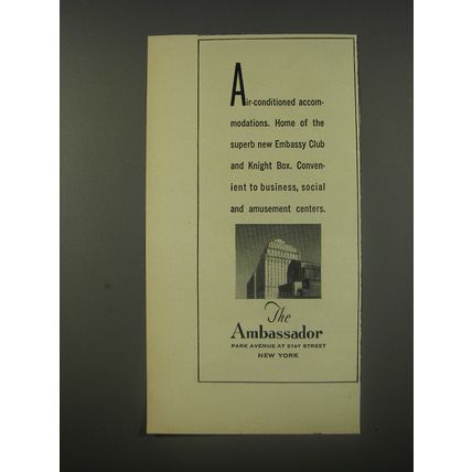 1956 The Ambassador Hotel Advertisement - Air-conditioned accommodations.