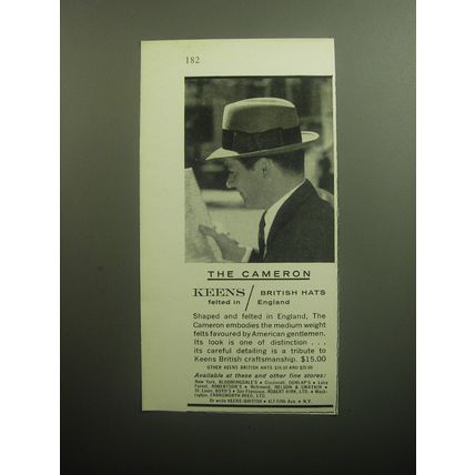 1958 Keens Cameron Hat Advertisement