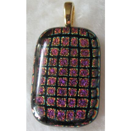 Dichroic Multicolor Fused Glass Pendant with gold bale, id:g132