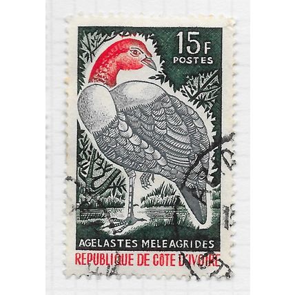 IVORY COAST 1965 BIRDS WHITE BREASTED GUINEAFOWL 15F USED